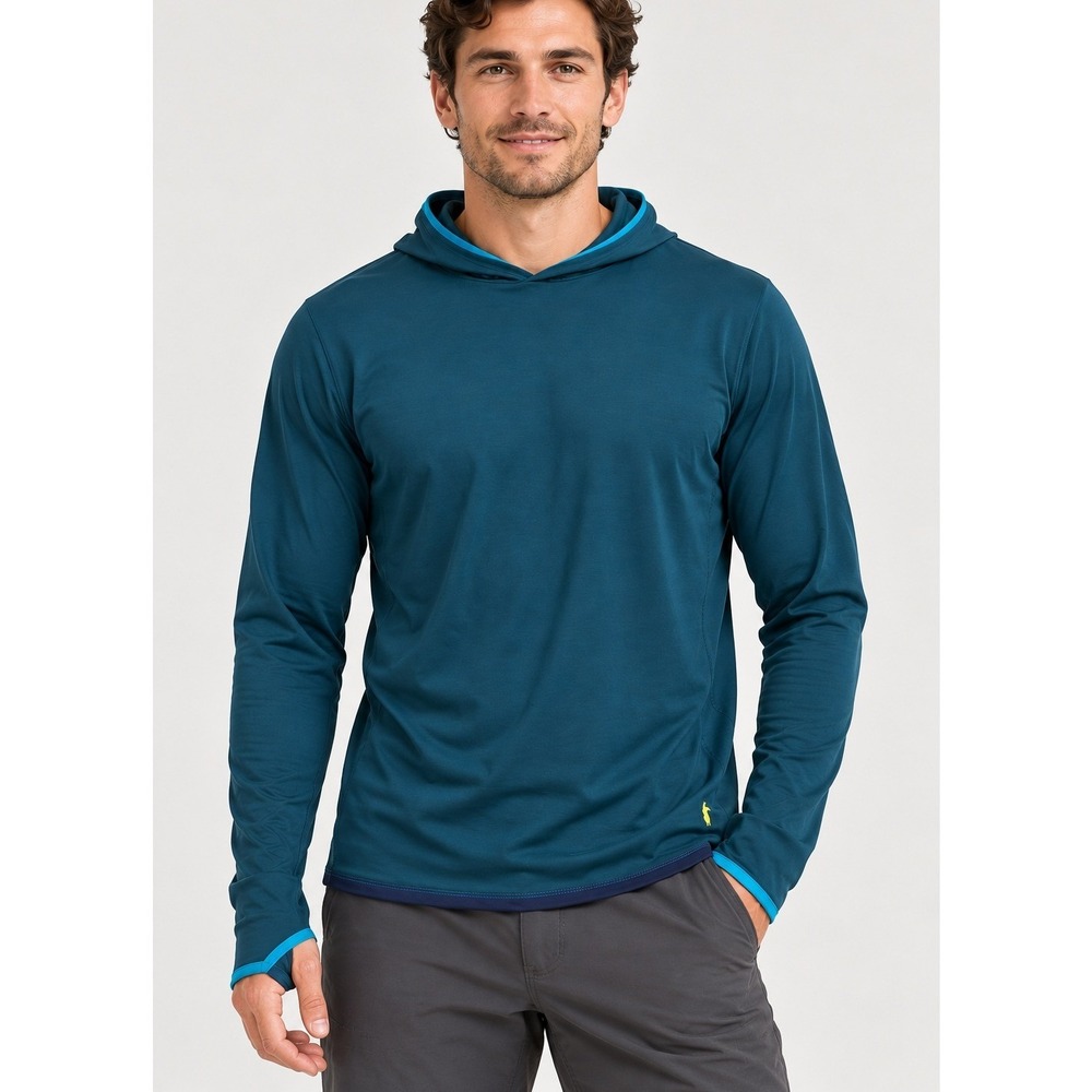 Cotopaxi Sombra Sun Hoody Mens Medium Teal Blue Knit Thumbhole Hiking Gorpcore